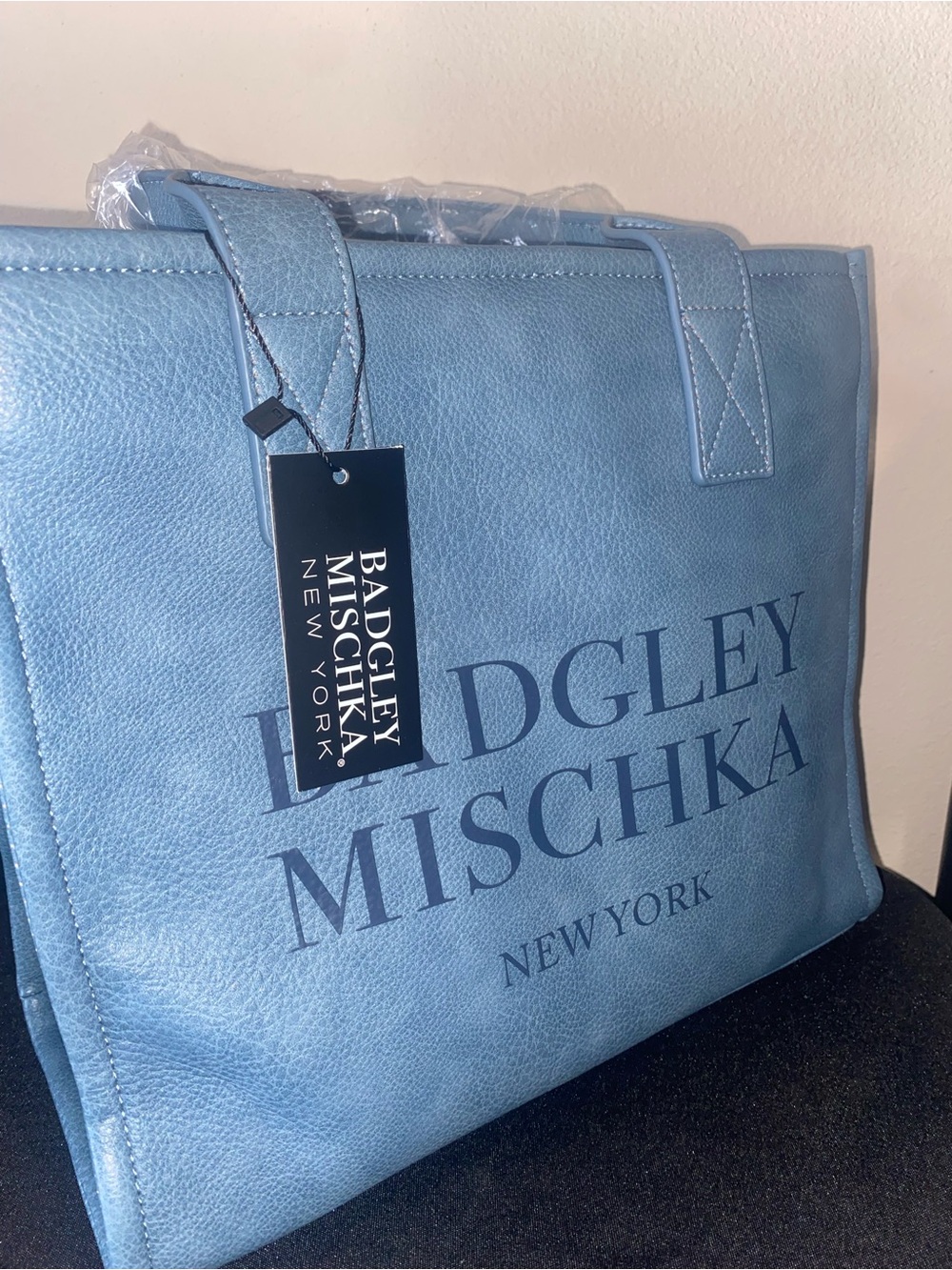Badgley Mischka Powder Blue Logo Tote